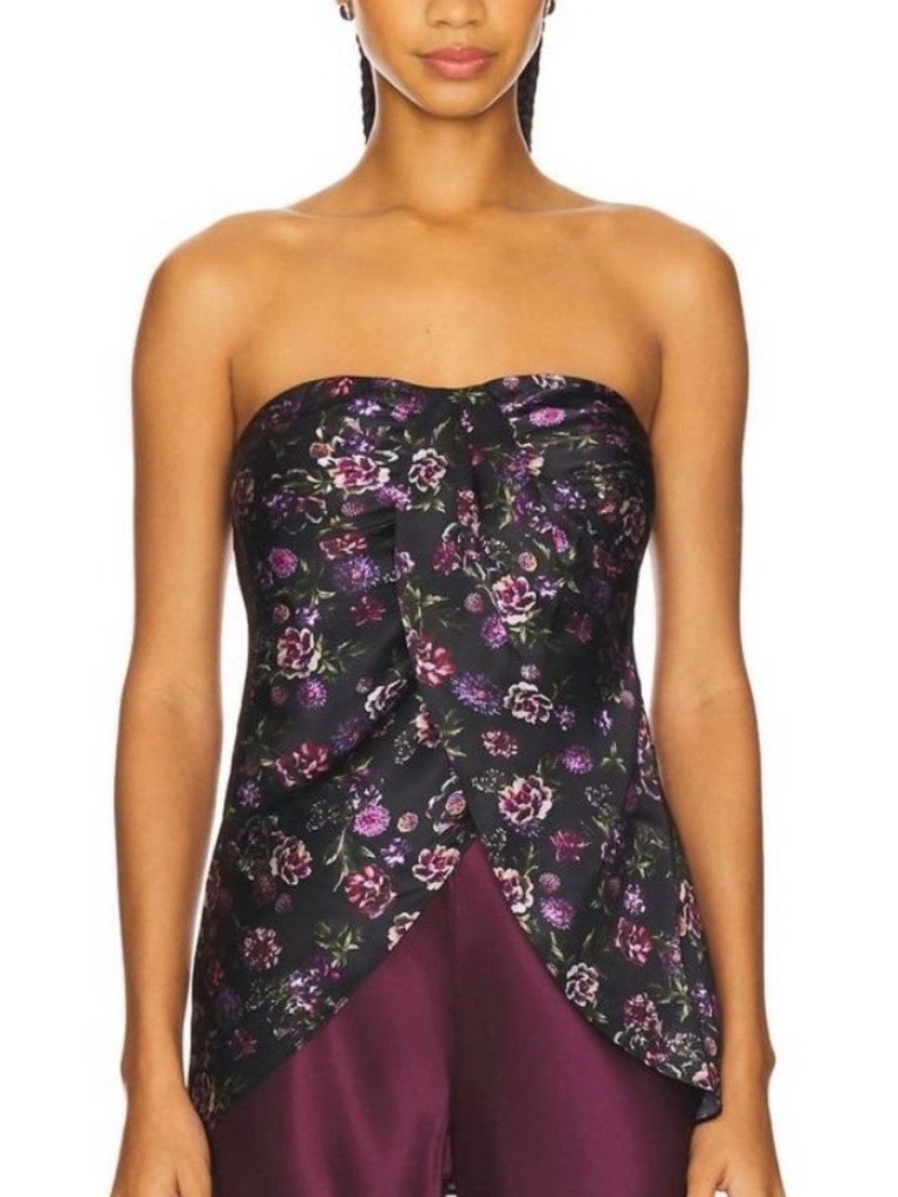 CAMI Bonita Strapless Silk Camisole Top Mini Dark & Stormy SZ XL